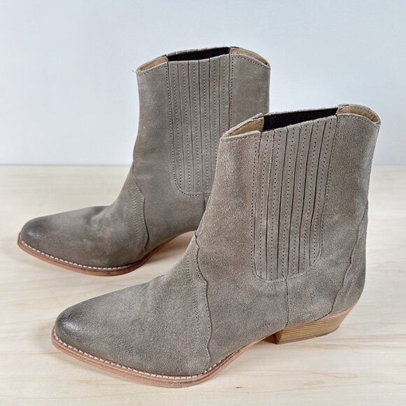Free People Gray Taupe Frontier‎ Western Boot Women's size 7.5/ 38 EU Suede - Picture 10 of 10